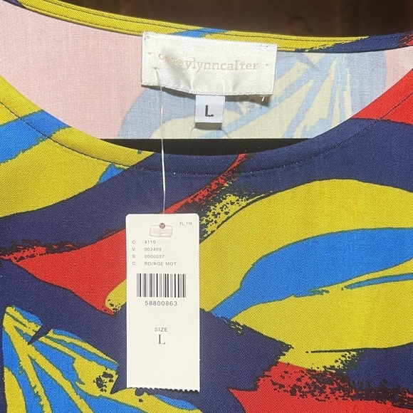 Anthropologie Corey Lynn calter NWT tropical 3/4 sleeve loose top size large - Picture 2 of 6